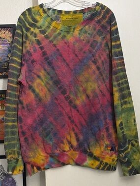 Aviator Nation Tie-Dye Crewneck Sweatshirt - Pink, Yellow, Green, Blue, Black